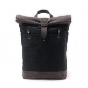 P7 WAX MARENGO UNISEX™ damski plecak + torba 2w1 płótno - skóra naturalna . Czarny